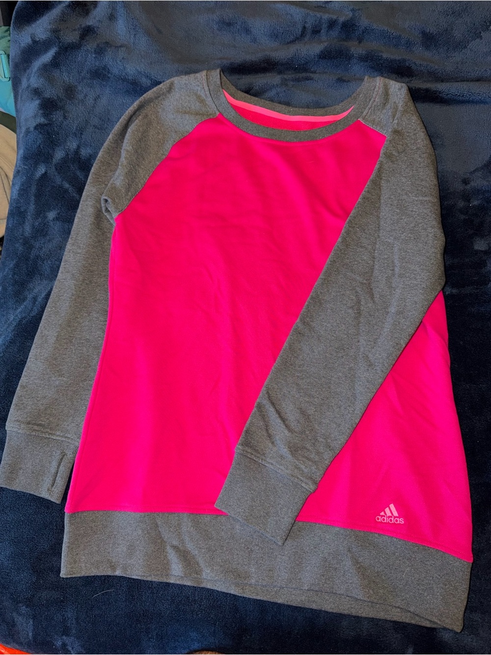 Adidas Ladies Hot Pink & Heather Gray Raglan Sweatshirt